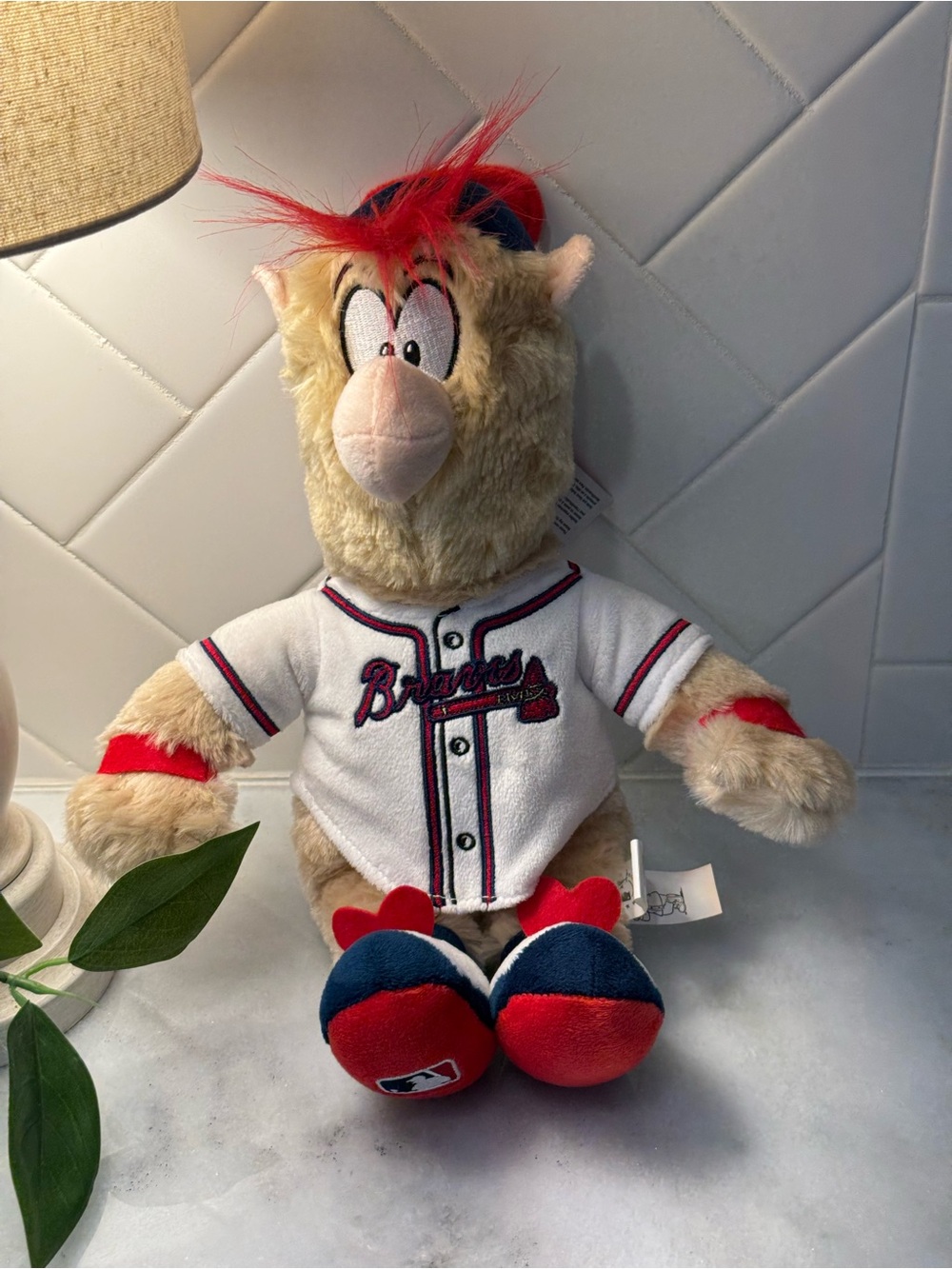 NEW Atlanta Braves Plush Mascot - Red, Blue, Cream Baseball Plush